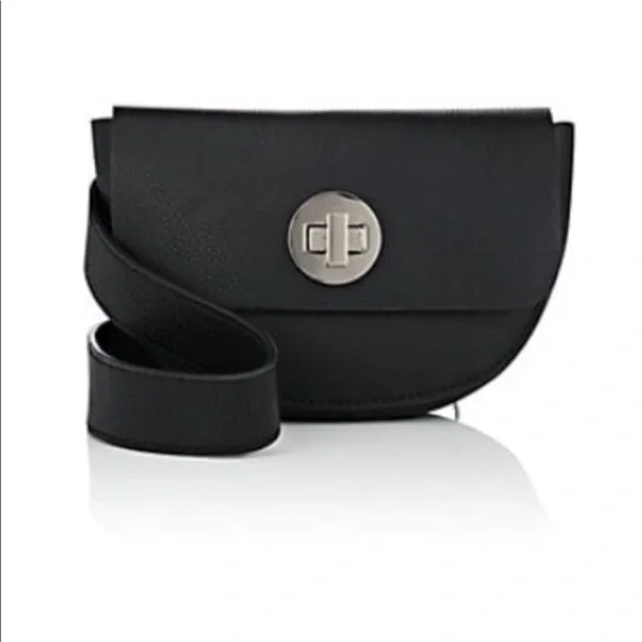 Barney's New York Black Leather Belt Bag with Silver Hardware New - Picture 1 of 10